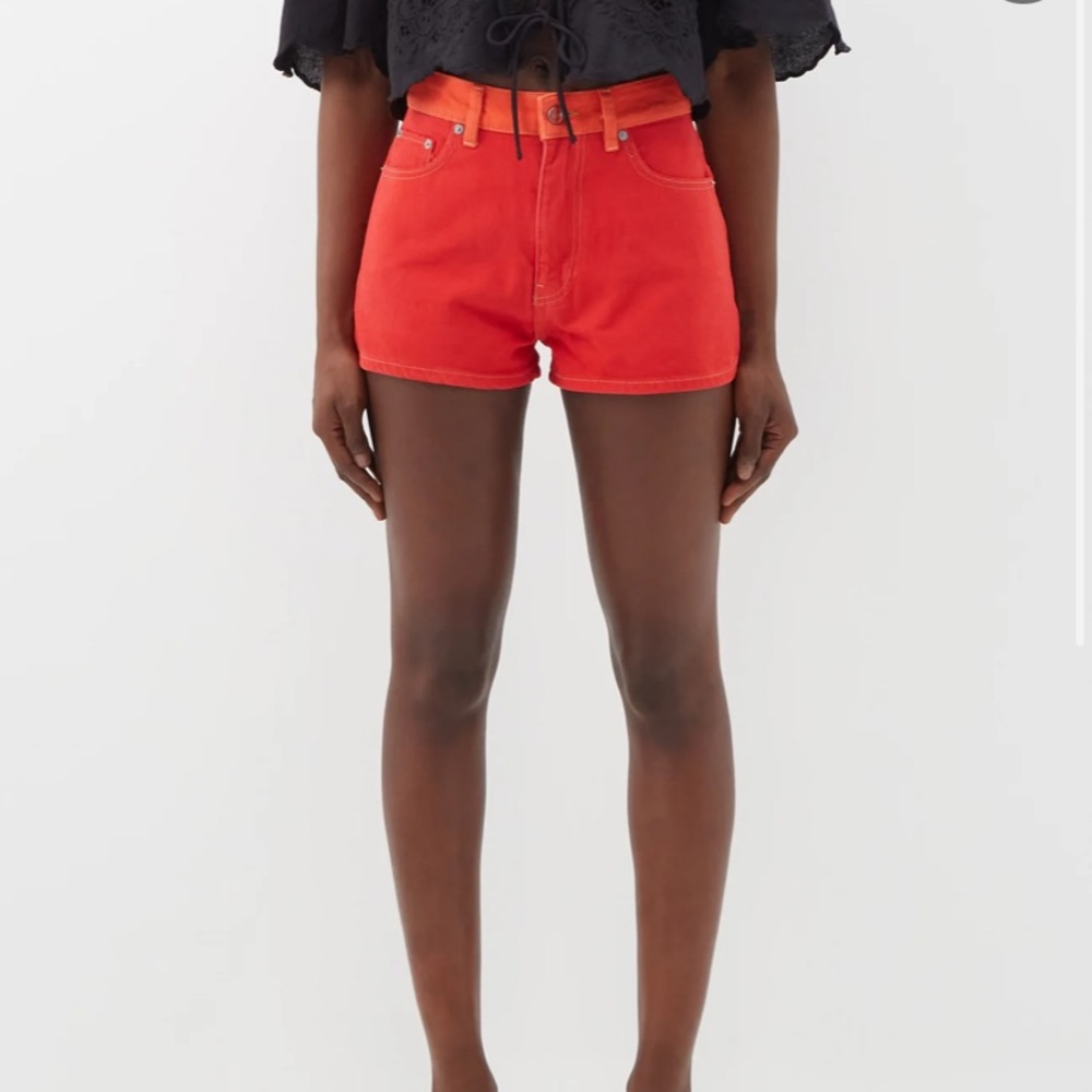 Ganni red/orange Jean shorts.